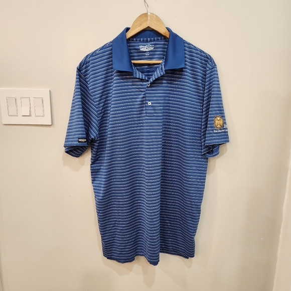Straight Down Polo Shirt Mens Large Blue Stripes PGA New England Section Golf - Picture 1 of 10